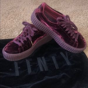 Burgundy Velvet Fenty Puma Creepers